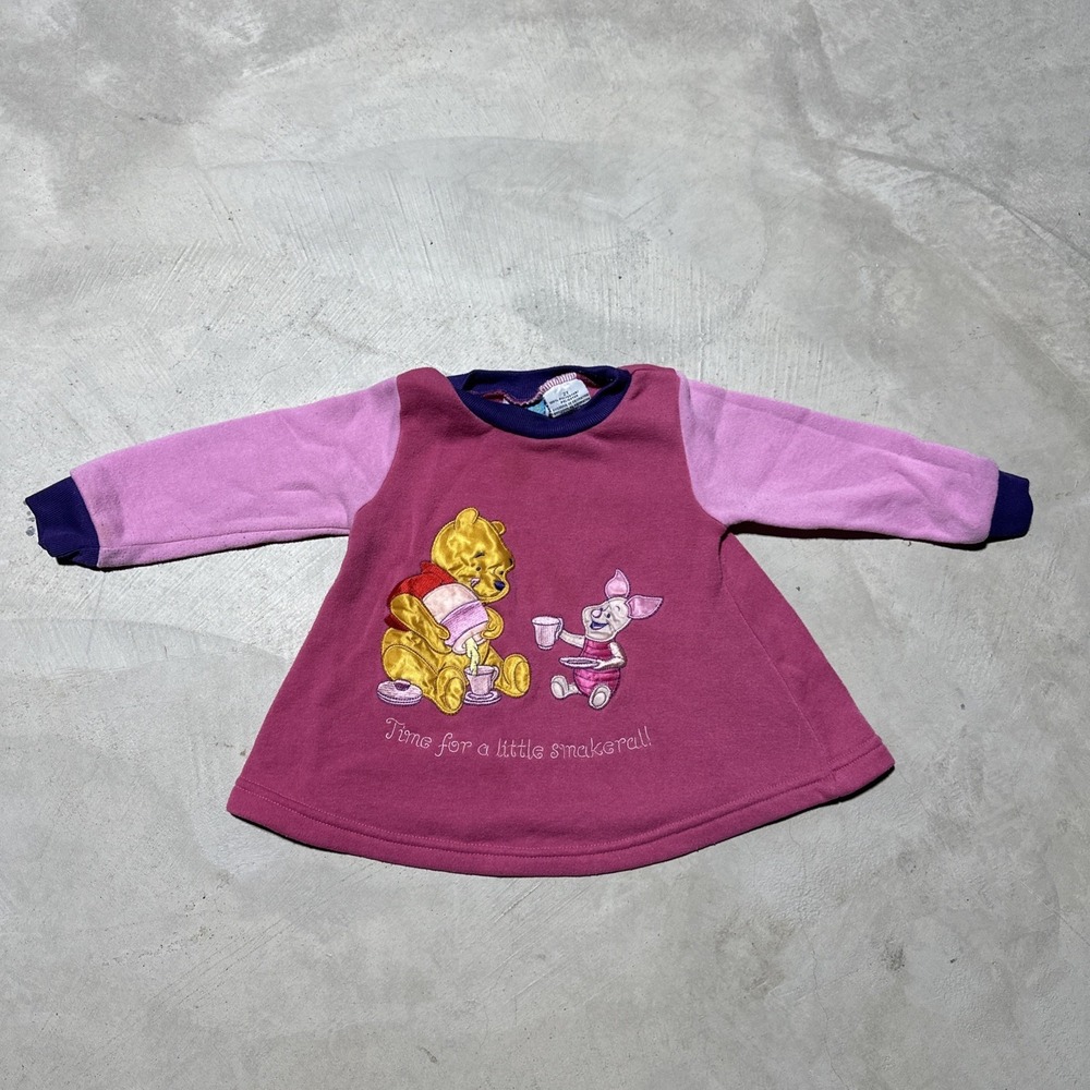 Vintage 1990s Y2K Kids Winnie The Pooh Piglet Shirt SZ 2T Disney Tea Party